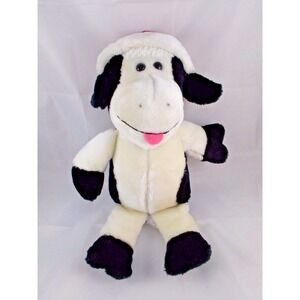 Animal Fair Christmas Cow Bull Plush Black White Santa Hat 15 In Stuffed Animal
